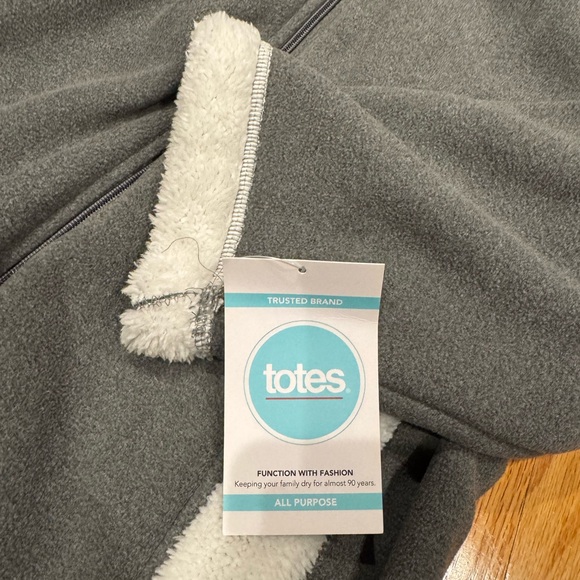 Totes Grey Polar Fleece Cozy Gray and White Sherpa Jacket Full Zip Women’s XXL - Picture 4 of 7